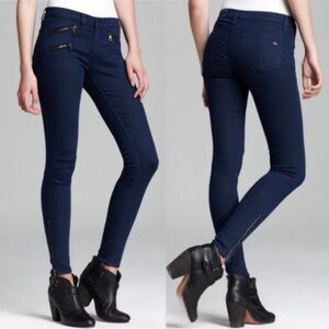 RAG & BONE Mid Rise Zipper Denim Leggings in Cadet Blue - 26